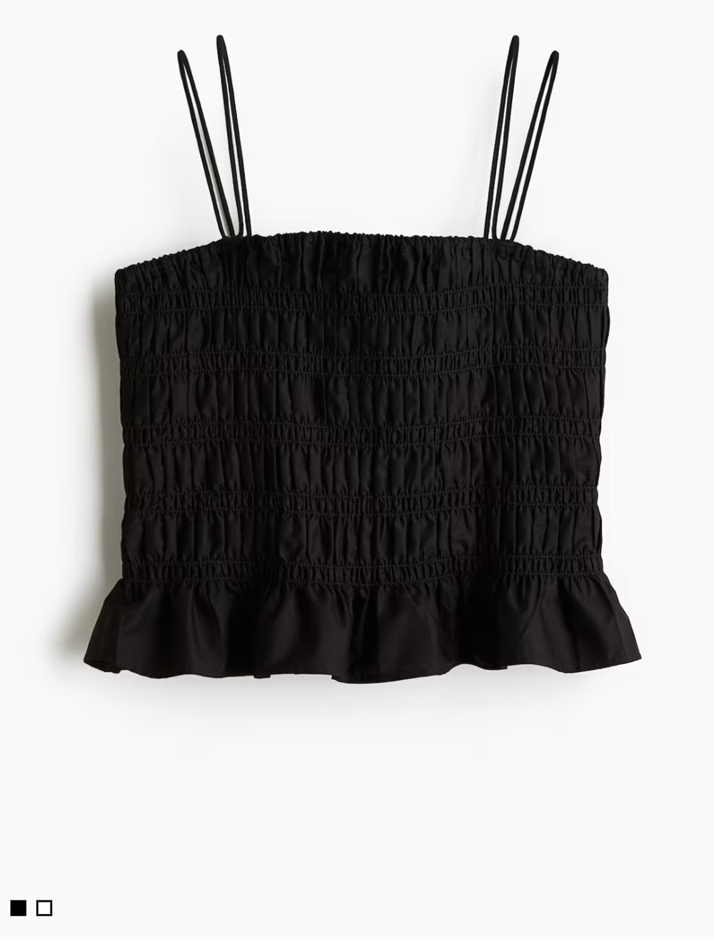 H&M Black Smocked Ruffle-Trim Camisole Top